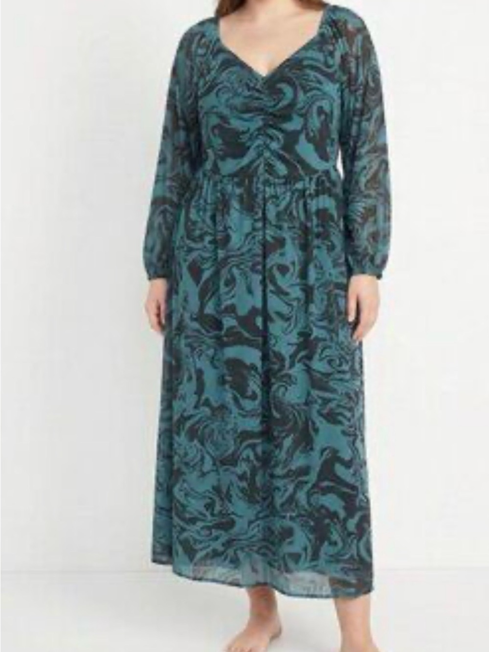 🍋Ava & Viv Blue print  Patterned Maxi Dress size 3X New